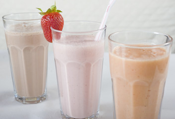 Three milkshake drinks in a row