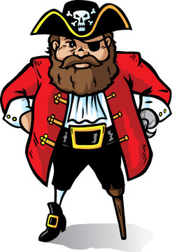 Cartoon Pirate Captain looking very angry. Part of a series.