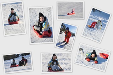 sport d'hiver enfants avec luge (multi)