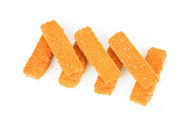 Heap of Raw Fish Sticks Isolated on White