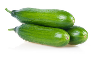 Three Ripe Green Cucumbers Isolated