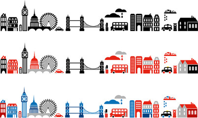 Naklejka premium Vector banners of London landmarks - European cities series