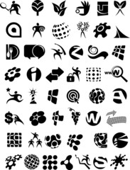 Huge collection of black and white logos, icons and signs