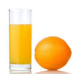 orange juice and orange isolated on white