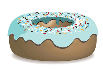 Donut mit hellblauem Zuckerguss