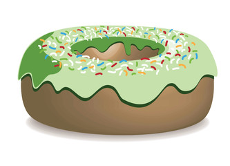Donut mit grünem Zuckerguss