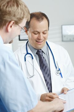 Doctor showing test results