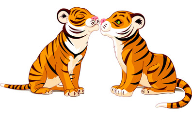 Fototapeta na wymiar Two Tigers in Love