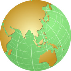 Map of Asia on globe  illustration