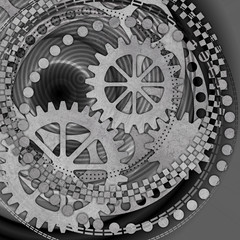 A Mechanical Background with Rivets and Cogs