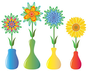 Obraz premium vector flowers in vases