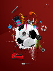 Fototapeta premium soccer ball painted on the wall, graffiti