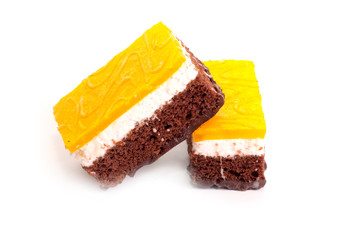 Pieces of chocolate cake