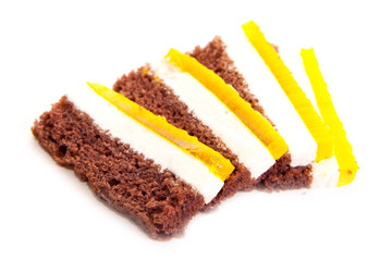 Pieces of chocolate cake