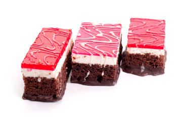 Slices of chocolate cake