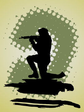 Soldat mit Gewehr im Anschlag-Silhouette