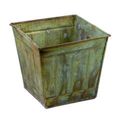 metal container with a grunge finish