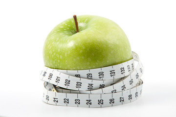 Apple and measuring tape