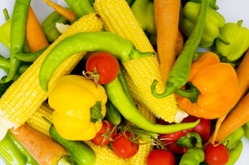 Various vegetables isolated on the white background