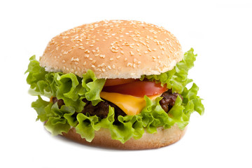 Hamburger on white isolated