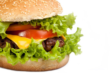 Tasty hamburger isolated on white background
