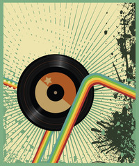 Grunge disc background vector retro style