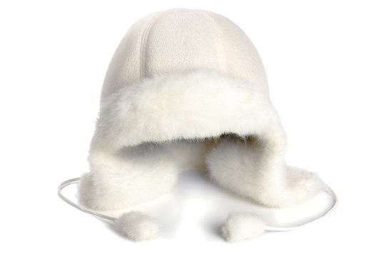 Cap with ear-flaps isolated on a white
