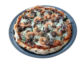 pizza - shrimp and sausage isolated