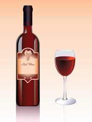 red wine bottle and glass vector