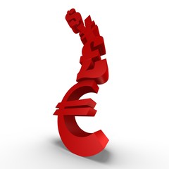 Global currencies on a dangerous balance - 3d image