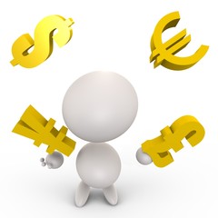 Human juggling with economy - a 3d image