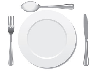 plate knife spoon and fork vector