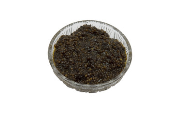 black caviar on white background. Isolated object