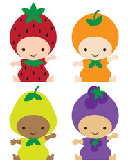 Babies in Fruit Costumes