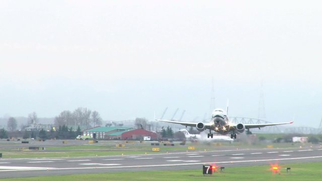 Airplane Departs From Airport
