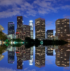 Los Angeles skyline and reflection at night