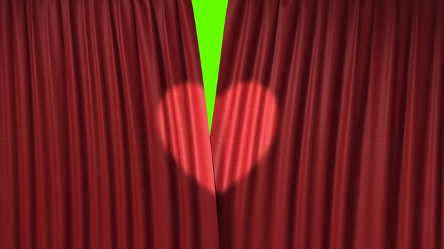 red curtain with spotlight as heart