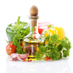 vegetables still life with olive oil