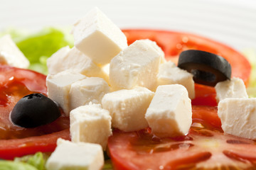 Feta cheese with tomatoes and olives