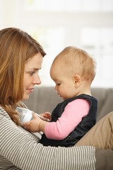 Mother  and baby daughter portrait