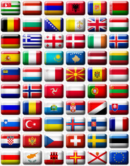 60 flags icons (buttons) of Europe 599x457 pixels