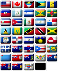 38 flags icons (buttons) of North America 599x457 pixels