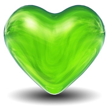 green 3D glass heart for holiday