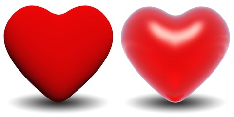 High resolution 3D red  hearts isolated