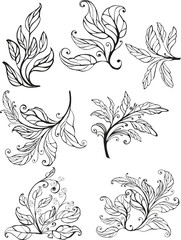 set of floral twigs