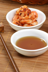 grilled shrimps with some organic sesame oil