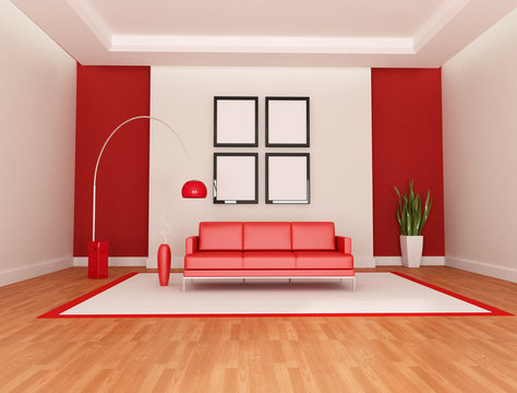 red and white lounge