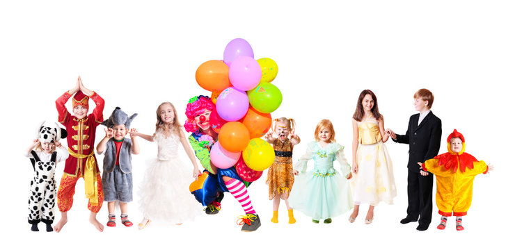 Children In Fancy Dress Isolated On White