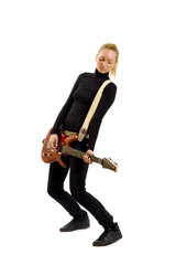 Naklejka premium The beautiful blonde with a guitar