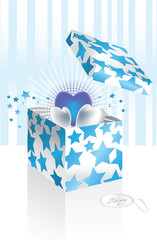 Vector illustration of gift box covered with stars